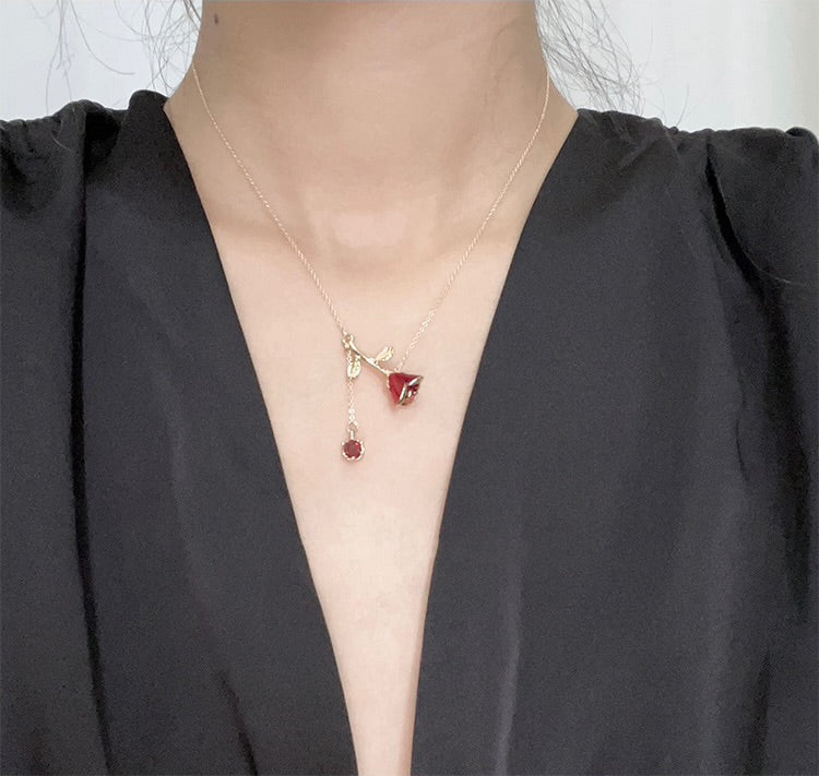 Asymmetrical Rose Necklace
