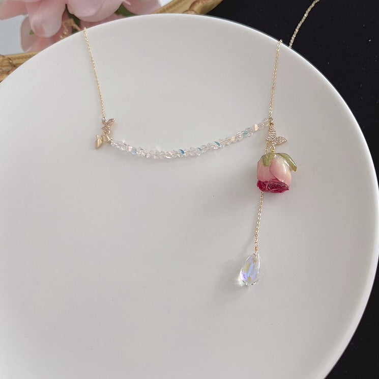 Crystal Rose Two-Way Necklace