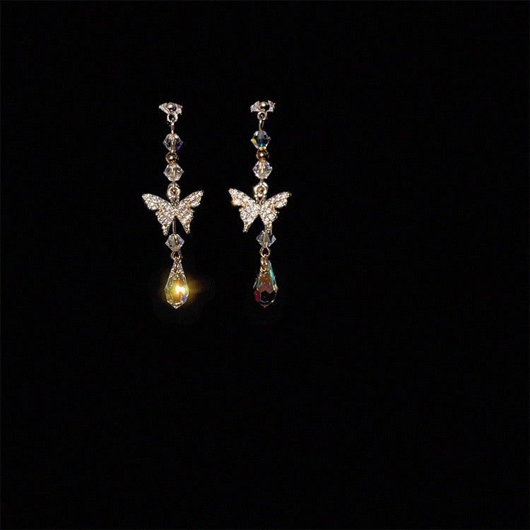Butterfly Crystal Drop Earrings
